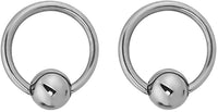 14g-20g Every-Day Solid Titanium Captive Bead Ring Body Piercing Hoops, Nickel Free & Hypoallergenic