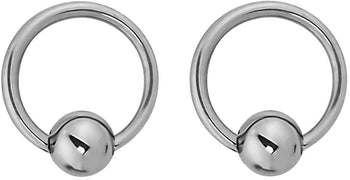 14g-20g Every-Day Solid Titanium Captive Bead Ring Body Piercing Hoops, Nickel Free & Hypoallergenic