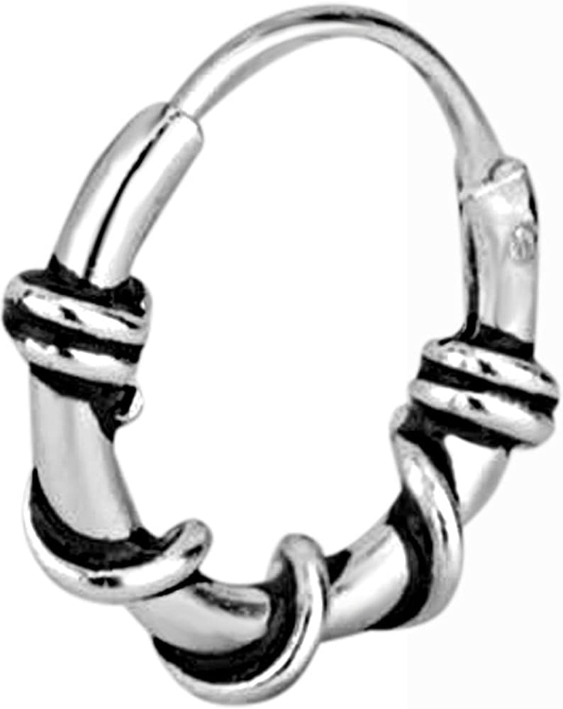 Forbidden Body Jewelry Sterling Silver Hypoallergenic 3/8" Braided Design Cartilage Hoop Earring (Sold Individually)