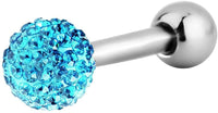 Forbidden Body Jewelry 16g 6mm Surgical Steel Ferido Crystal Ball Top Cartilage Stud Barbell