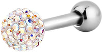 Forbidden Body Jewelry 16g 6mm Surgical Steel Ferido Crystal Ball Top Cartilage Stud Barbell