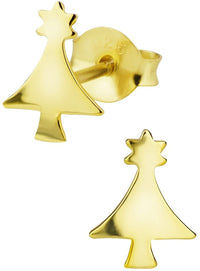 Hypoallergenic Sterling Silver Christmas Tree Stud Earrings for Kids (Nickel Free)