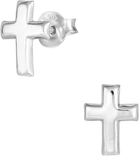 Hypoallergenic Sterling Silver Little Cross Stud Earrings for Kids (Nickel Free)