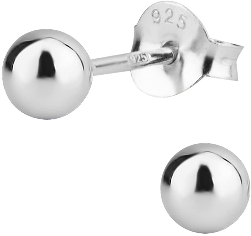 Hypoallergenic Sterling Silver 4mm Ball Stud Earrings for Kids (Nickel Free)