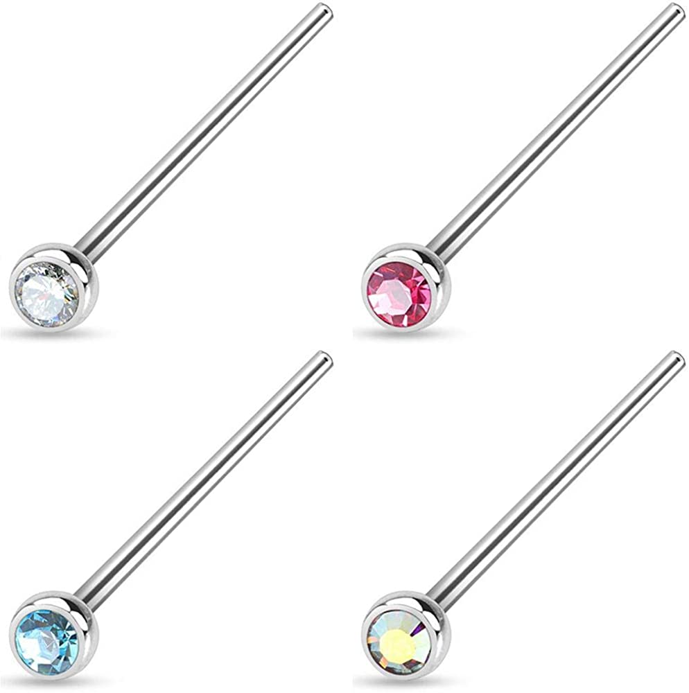 Forbidden Body Jewelry 18-20g Surgical Steel 2mm Press Fit CZ Fishtail Custom Bend Nose Stud