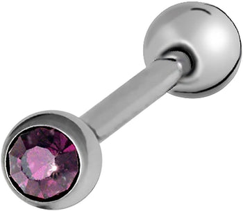 Forbidden Body Jewelry 14G 16mm (5/8 inch) Titanium CZ Crystal Tongue Ring