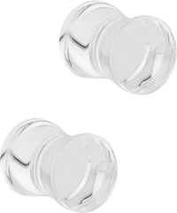 Forbidden Body Jewelry 8mm - 14mm Acrylic Ear Gauges, Solid Double Flared Saddle Plug Earrings Sold in Pairs