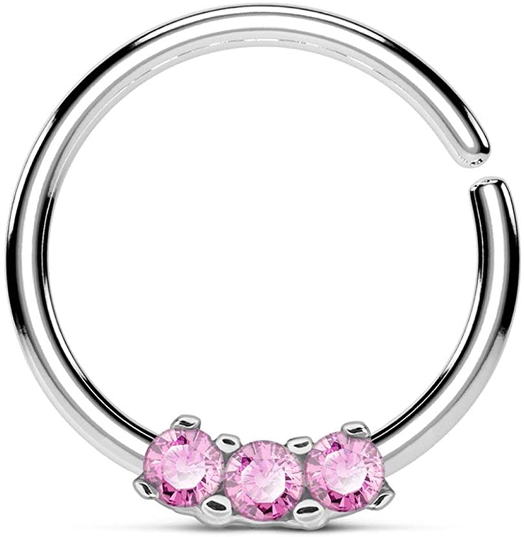 Forbidden Body Jewelry 16g Bendable Surgical Steel Comfort Ends CZ Cartilage/Septum Hoop-Pick Style/Color