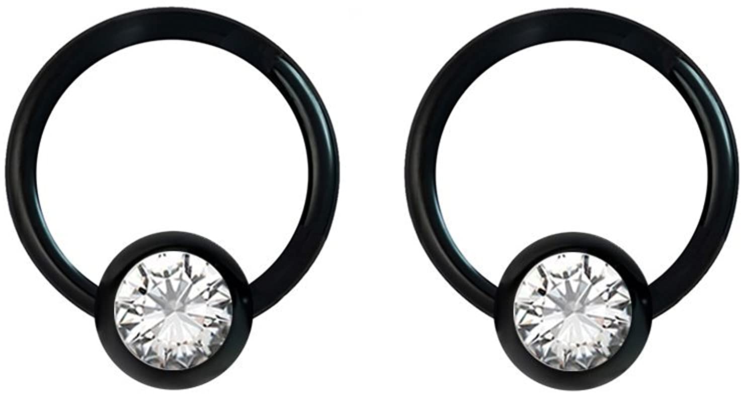 Forbidden Body Jewelry Pair 14g-18g Rainbow & Black Surgical Steel CZ Piercing Hoops (Select Hoop Color/Gauge/Diameter/CZ Color)