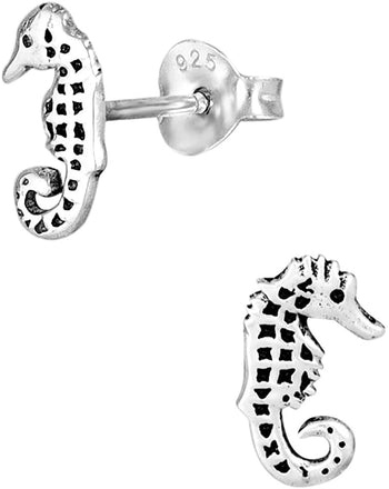 Hypoallergenic Sterling Silver Seahorse Stud Earrings for Kids (Nickel Free)