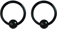 Pair 10g-20g Black/Rainbow Surgical Steel Captive Bead Body Piercing Hoops (Select Color/Gauge/Diameter)