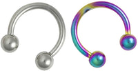 Forbidden Body Jewelry 16g Septum Rings Set of 2: 16 Gauge 8mm Surgical Steel & Rainbow Horseshoe Rings