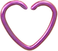 Forbidden Body Jewelry Fake Cartilage Earring: IP Plated Surgical Steel Purple Heart Shaped Clip-On Cartilage Hoop