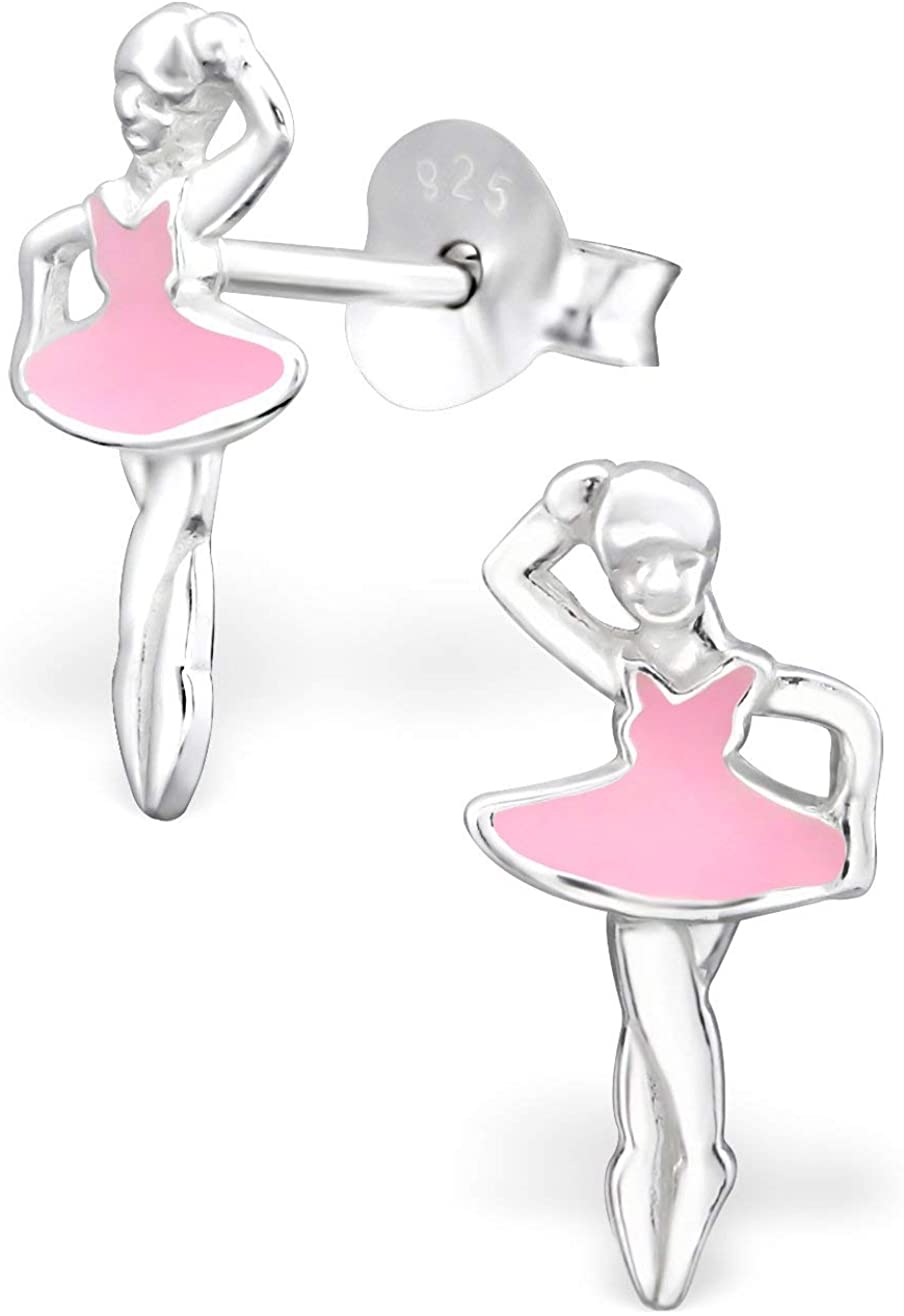 Hypoallergenic Sterling Silver Ballet Dancer Earrings for Kids (Hoop Slippers)