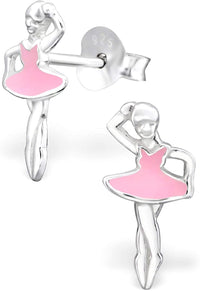 Hypoallergenic Sterling Silver Ballet Dancer Earrings for Kids (Hoop Slippers)