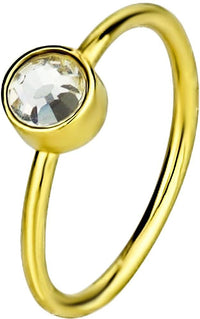 Forbidden Body Jewelry 20g 8mm Surgical Steel Gold IP Plated Single Crystal Gem Nose Hoop