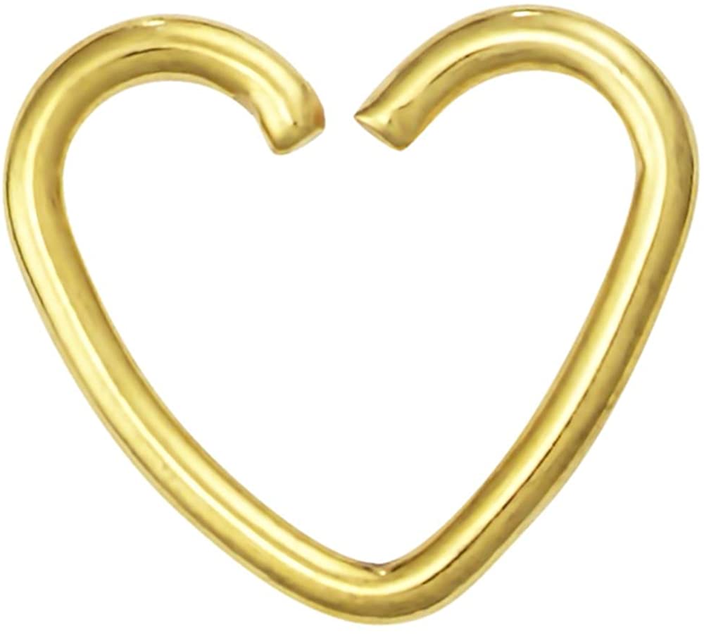 Forbidden Body Jewelry Fake Cartilage Earring: IP Plated Surgical Steel Gold Heart Shaped Clip-On Cartilage Hoop