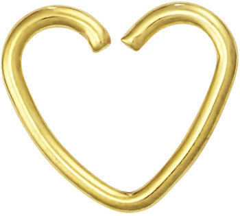 Forbidden Body Jewelry Fake Cartilage Earring: IP Plated Surgical Steel Gold Heart Shaped Clip-On Cartilage Hoop