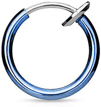 Forbidden Body Jewelry Surgical Steel Spring-Action Faux Septum, Ear & Nose Hoop (No Piercing Required)