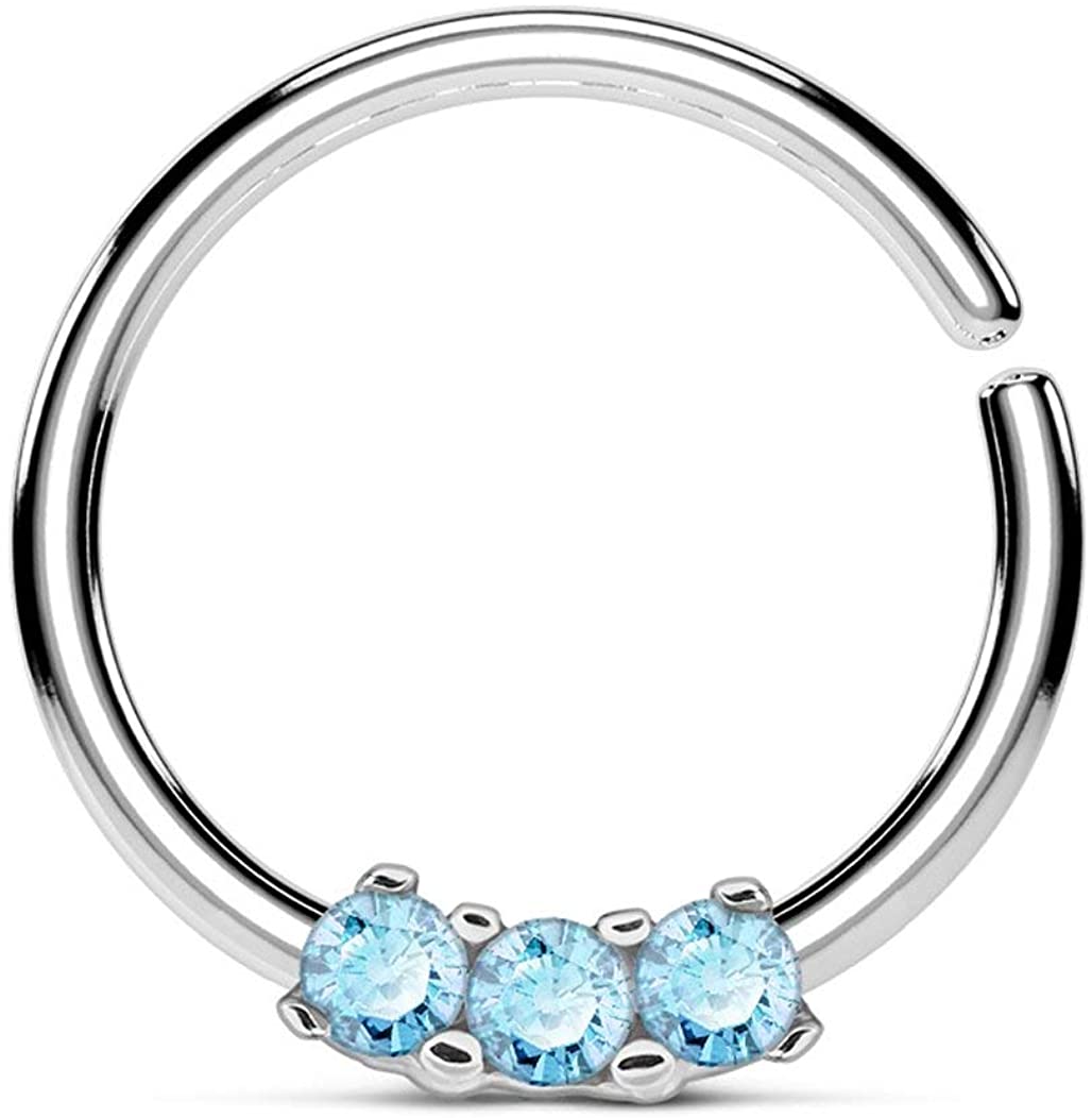 Forbidden Body Jewelry 16g Bendable Surgical Steel Comfort Ends CZ Cartilage/Septum Hoop-Pick Style/Color