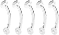 Forbidden Body Jewelry Super Value 5-Pack: 14-16g Clear Acrylic Body Piercing Retainers (Eyebrow/Belly Ring/Rook/Lip and More)