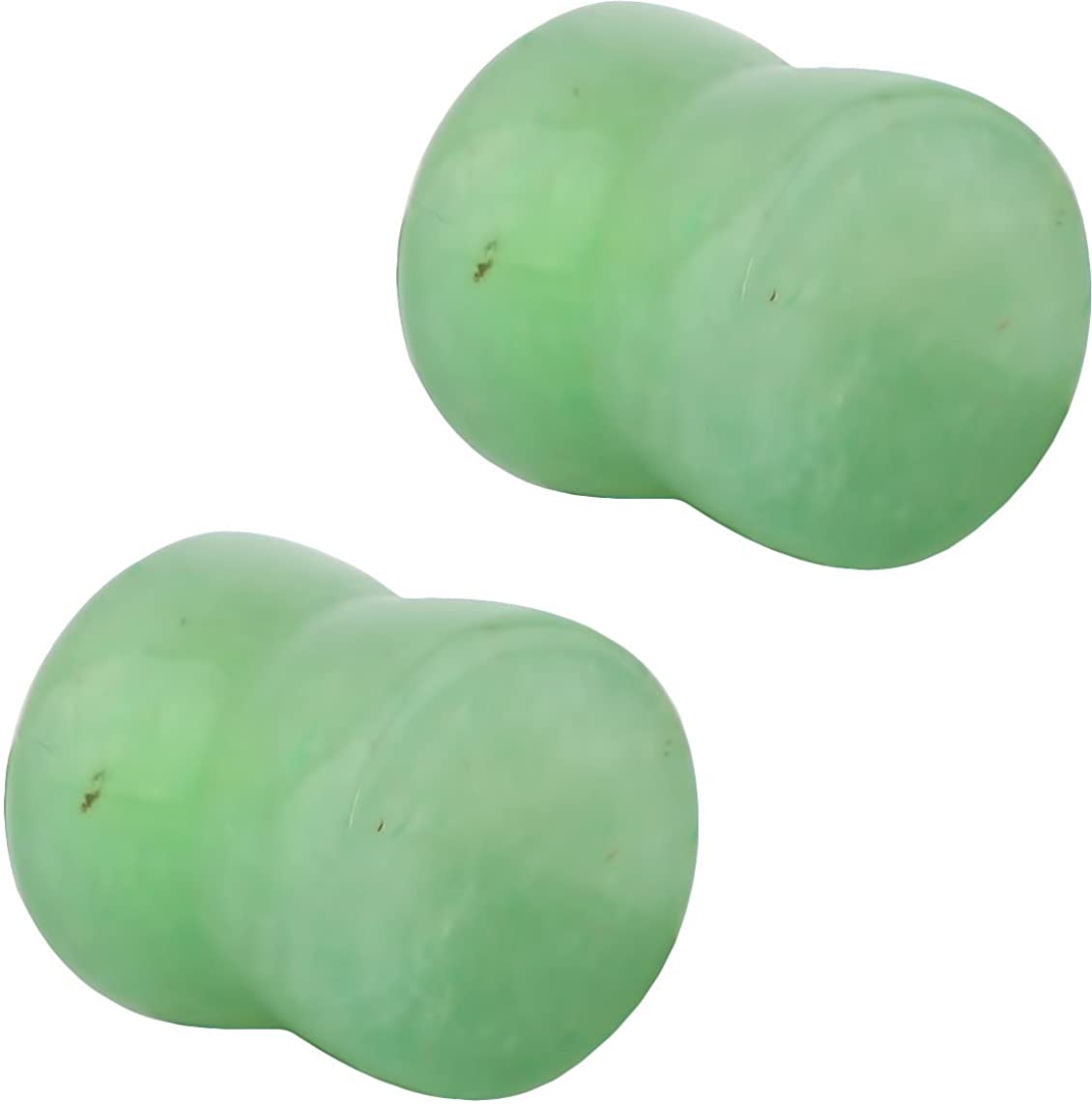 Forbidden Body Jewelry 3mm - 25mm Semi-Precious Jade Ear Gauges, Solid Gemstone Double Flared Saddle Plug Earrings Sold as Pairs