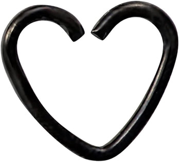 Forbidden Body Jewelry Fake Cartilage Earring: IP Plated Surgical Steel Black Heart Shaped Clip-On Cartilage Hoop