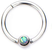 Forbidden Body Jewelry 16G 8-10mm Synthetic Opal Hinged Surgical Steel Clicker Piercing Hoop