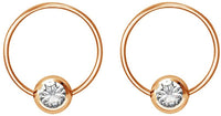 Pair 14g-20g Gold & Rose Gold Tone Surgical Steel CZ Gemmed Captive Bead Body Piercing Hoops (2pcs)