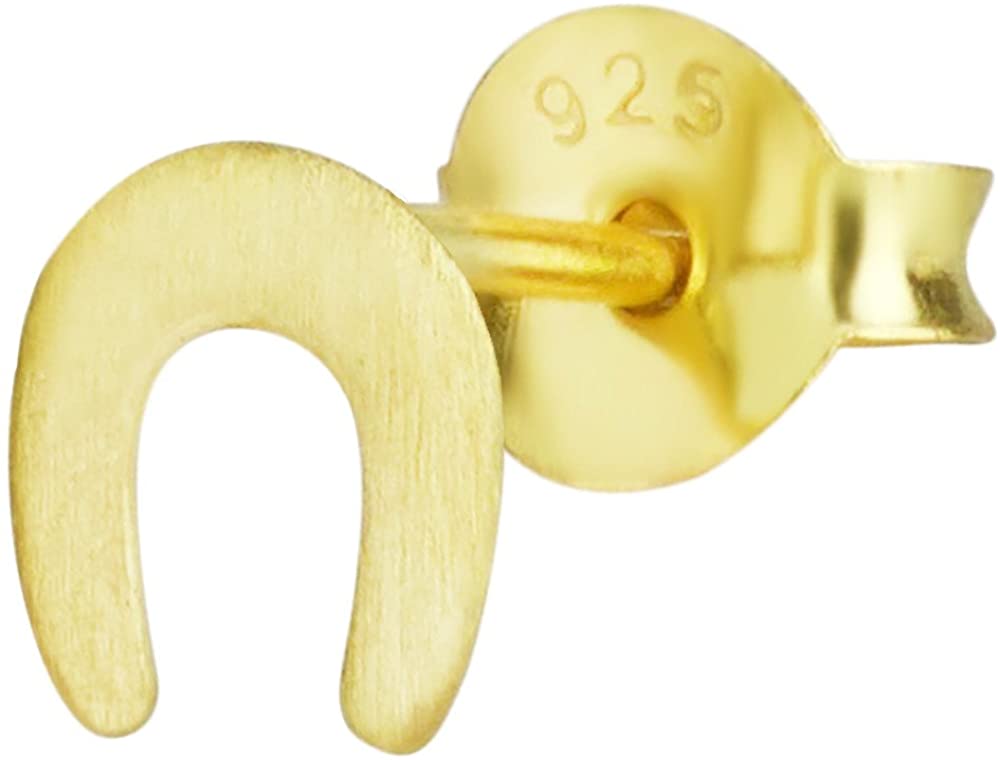 Forbidden Body Jewelry 14kt Gold Plated Sterling Silver Little Horseshoe Cartilage Stud Earring (Sold Individually)