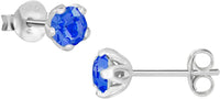 Hypoallergenic Sterling Silver 5mm Round Blue Crystal Stud Earrings for Kids (Nickel Free)