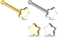 Forbidden Body Jewelry 20g Surgical Steel Star Top Nose Stud (Choose Quantity/Color)