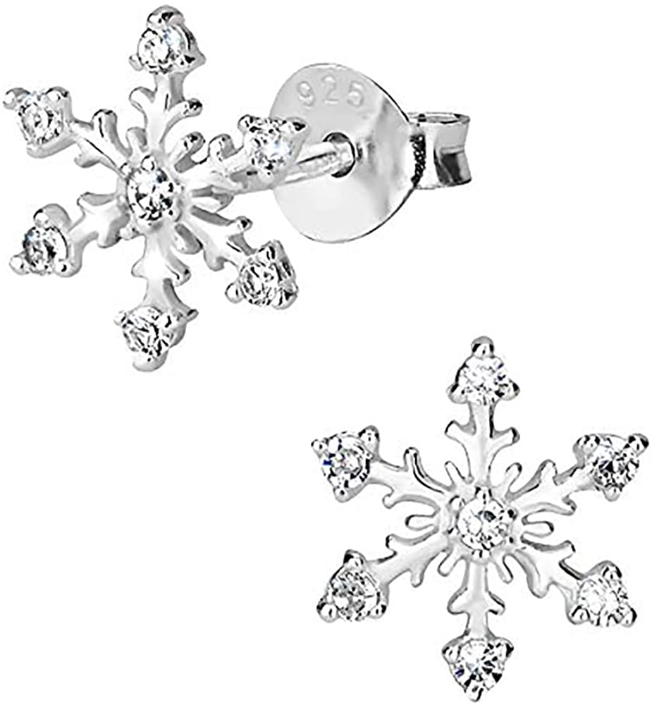 Hypoallergenic Sterling Simulated Diamond Snowflake Jewelry for Kids