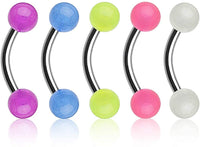 Forbidden Body Jewelry Value 5-Pk: 16g 8mm Surgical Steel Curved Barbells for Daith/Eyebrow/Rook and More