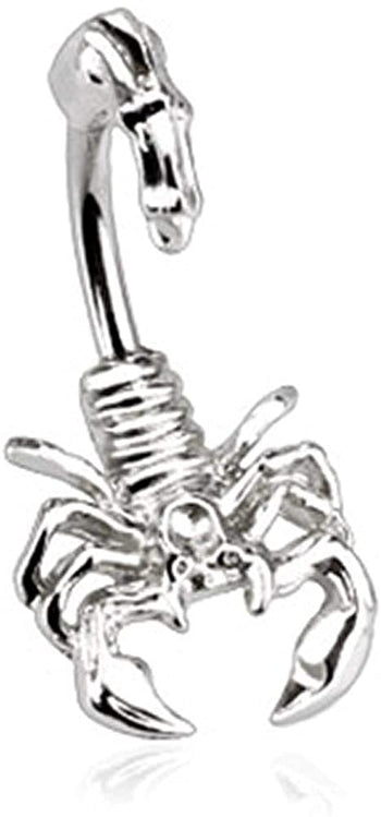 Forbidden Body Jewelry Surgical Steel Reverse Top Down Scorpion Belly Button Ring