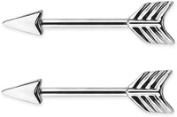 Forbidden Body Jewelry Pair of 14g 12mm Surgical Steel Arrow Nipple Piercing Barbells