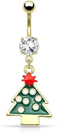 Forbidden Body Jewelry 14g Surgical Steel Christmas Themed Belly Button Ring (Choose Style)