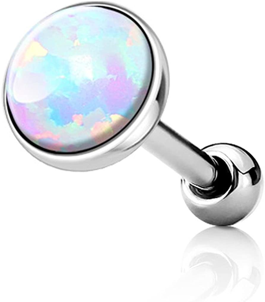 Forbidden Body Jewelry 16g Surgical Steel Synthetic Opal Cartilage Stud Earring