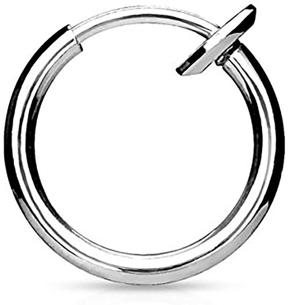 Forbidden Body Jewelry Surgical Steel Spring-Action Faux Septum, Ear & Nose Hoop (No Piercing Required)