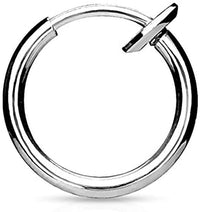 Forbidden Body Jewelry Surgical Steel Spring-Action Faux Septum, Ear & Nose Hoop (No Piercing Required)