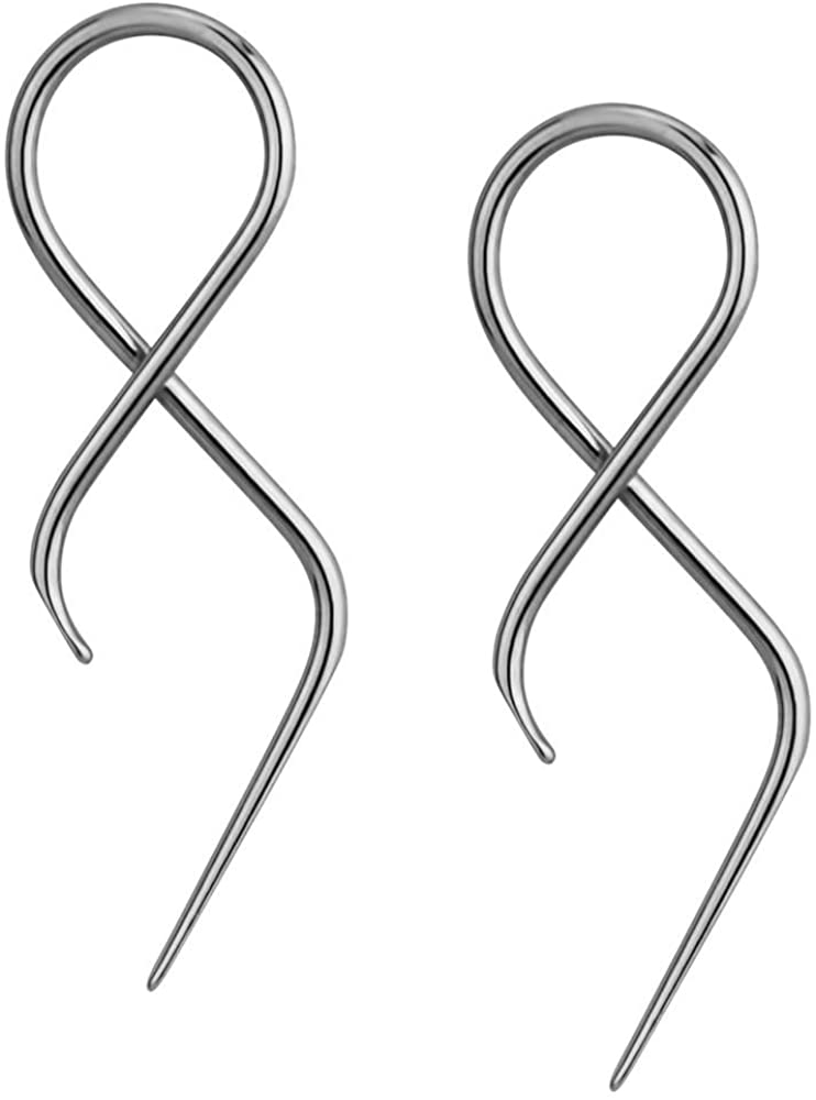 Forbidden Body Jewelry Pair of 16g Surgical Steel 1.4" Twisting Curved Hanging Loop Taper Earrings