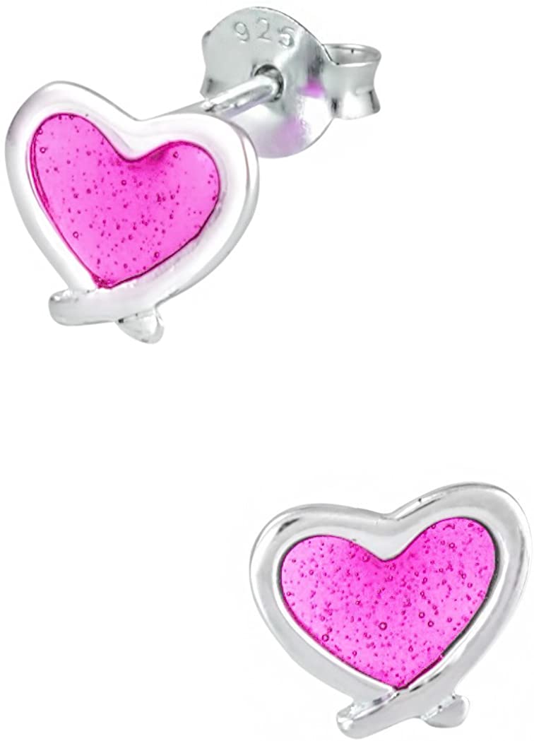 Hypoallergenic Sterling Silver Heart Stud Earrings for Kids (Nickel Free)