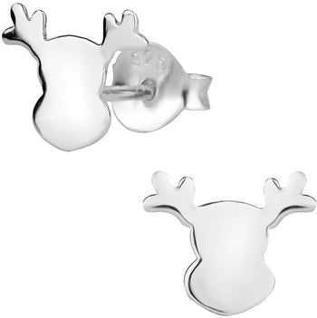 Hypoallergenic Sterling Silver Christmas Moose Stud Earrings for Kids (Nickel Free)