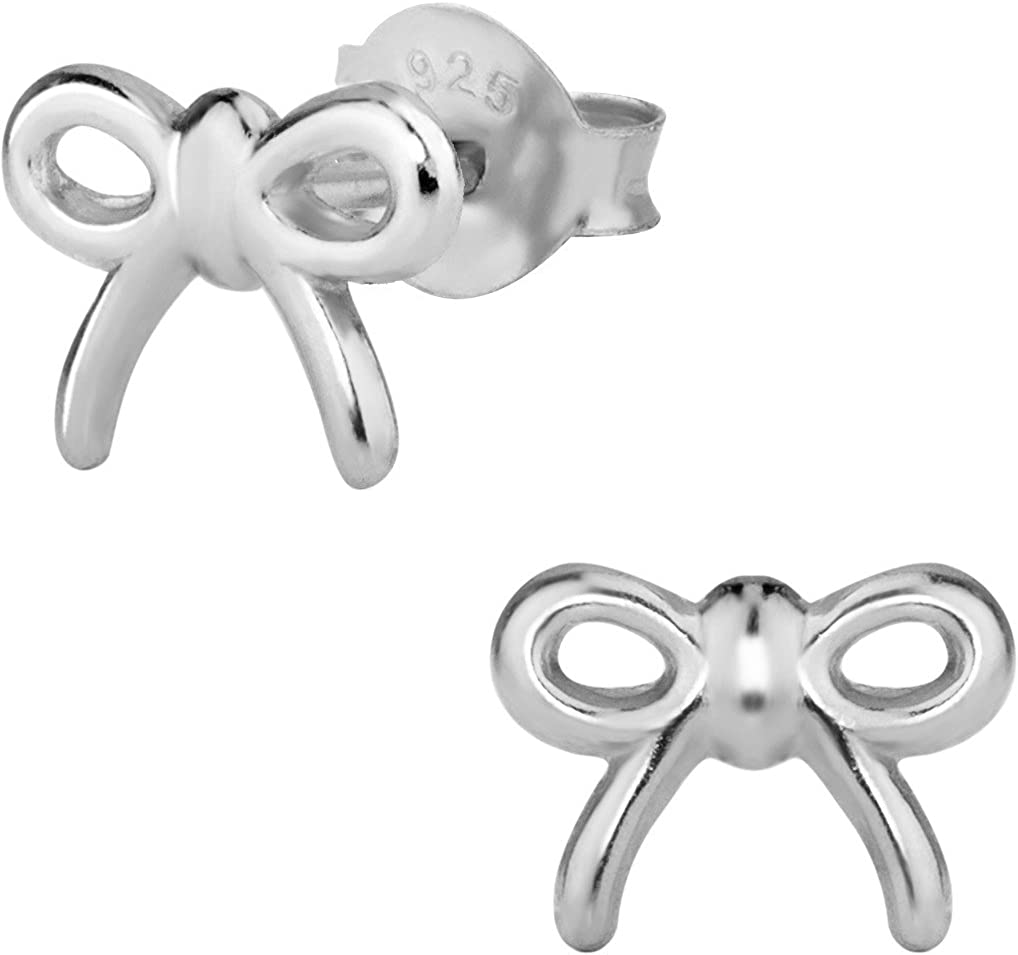 Hypoallergenic Sterling Silver Bow Stud Earrings for Kids (Nickel Free)