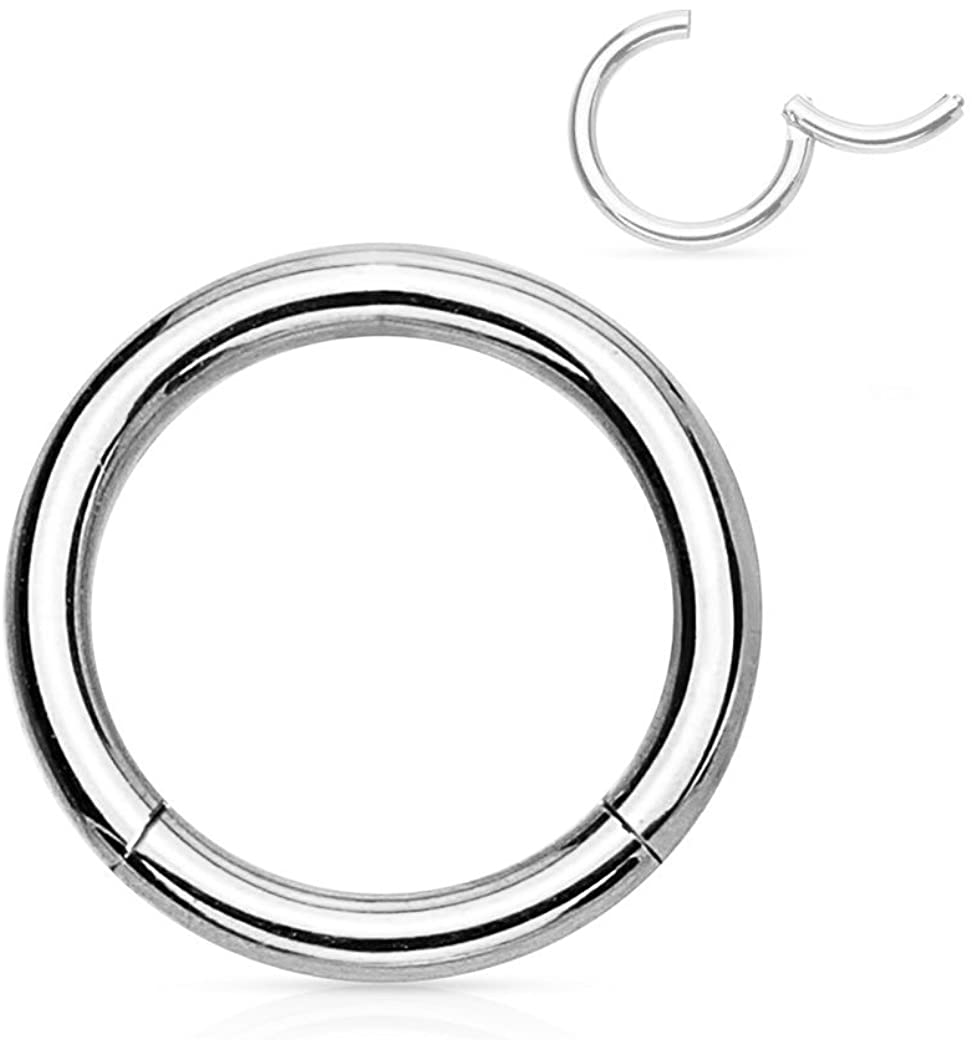 14G-16G Titanium Hinged Seamless Body Piercing Hoop (Sold Individually)