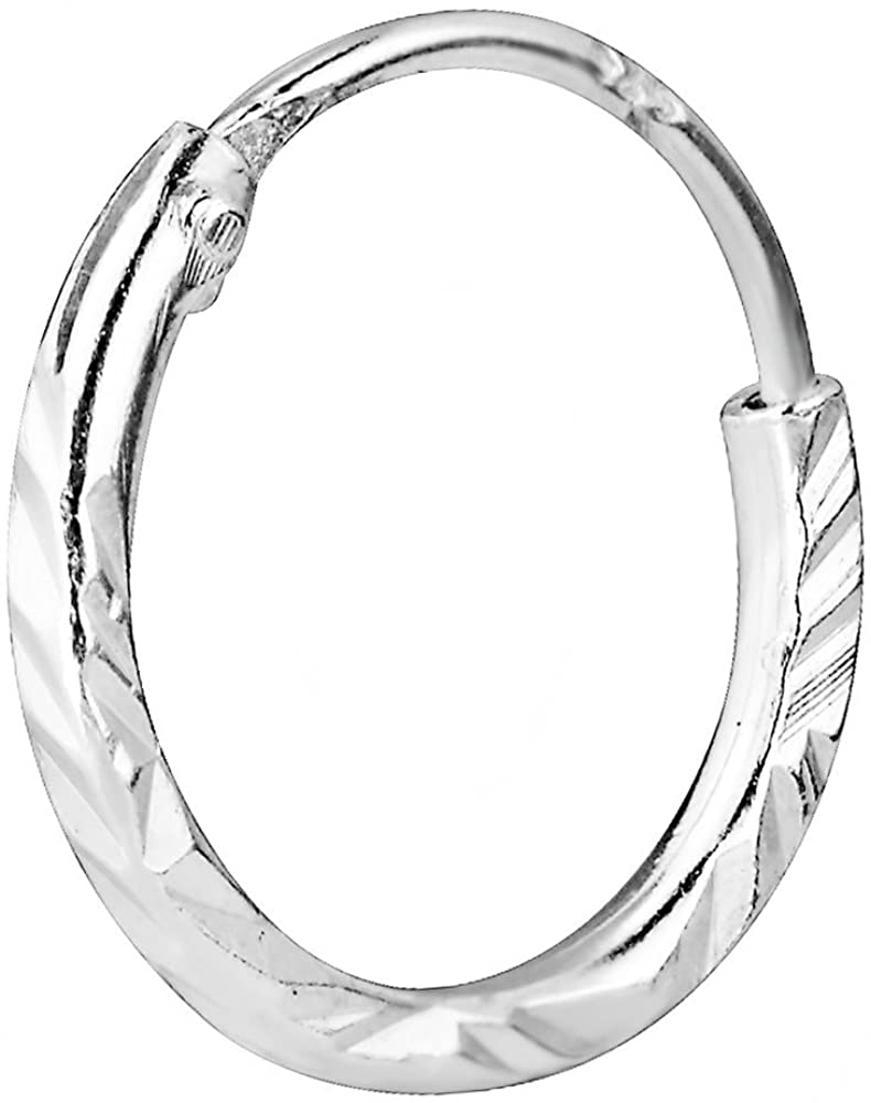 Forbidden Body Jewelry .925 Sterling Silver Hypoallergenic 3/8" Hammered Finish Cartilage Hoop Earring (Sold Individually)