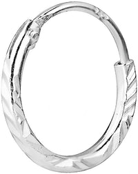 Forbidden Body Jewelry .925 Sterling Silver Hypoallergenic 3/8" Hammered Finish Cartilage Hoop Earring (Sold Individually)