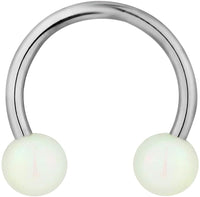 Forbidden Body Jewelry 16g 10mm Surgical Steel Horseshoe Piercing Ring with 4mm Pearly White Acrylic Balls