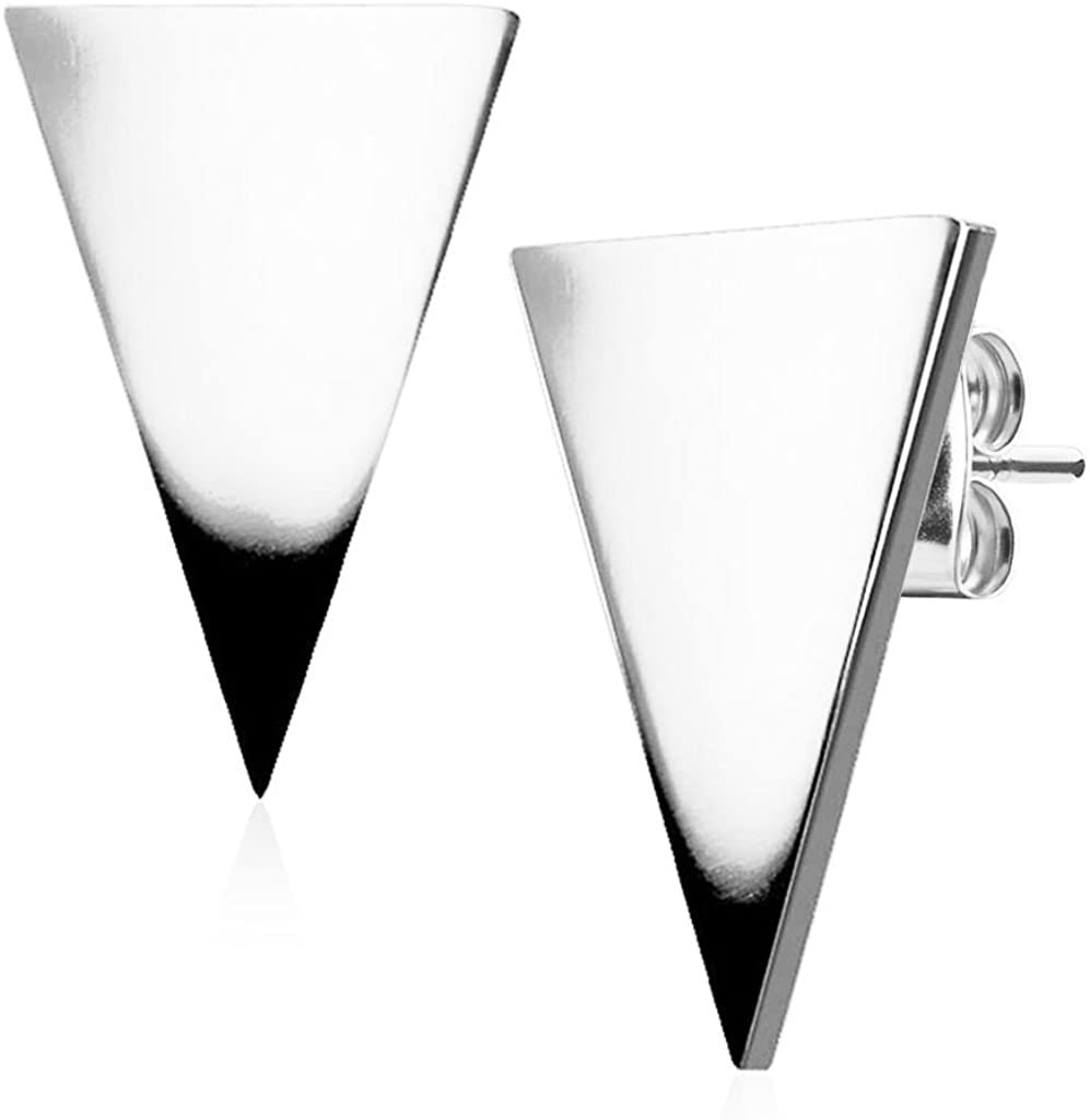 Hand Polished Surgical Steel Triangle Stud Earrings for Women