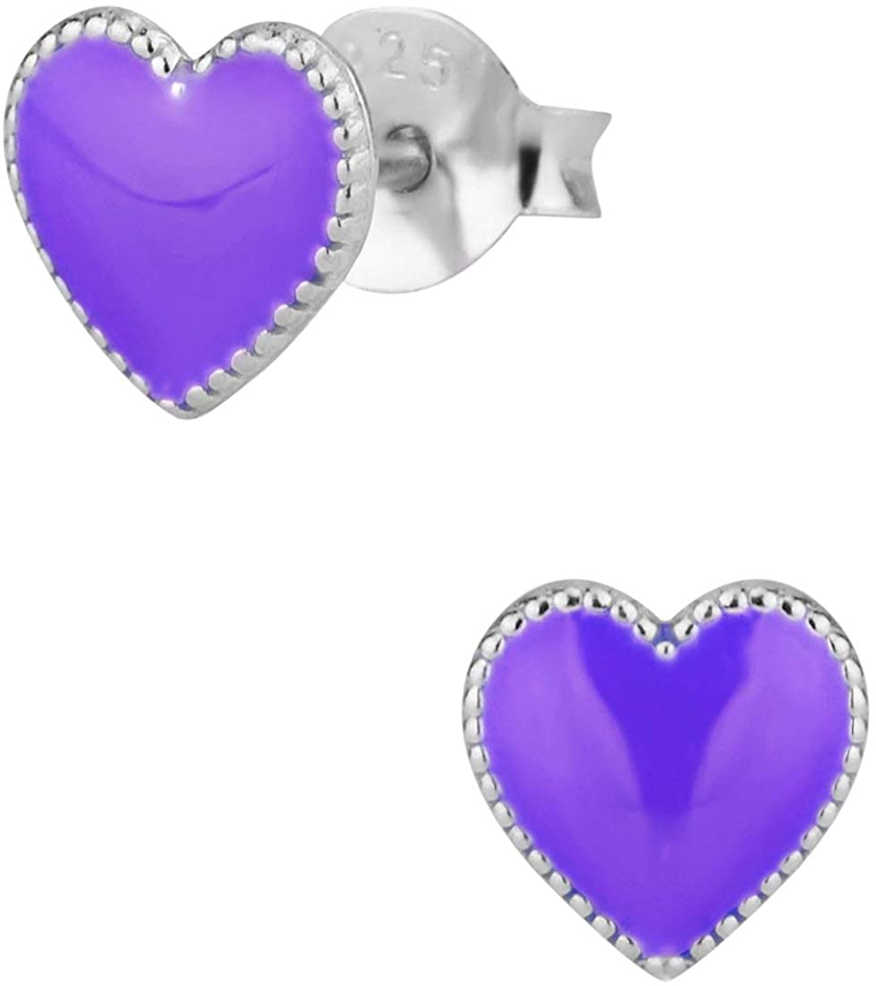 Hypoallergenic Sterling Silver Heart Stud Earrings for Kids, Nickel Free